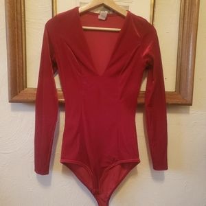 Velvet red bodysuit